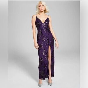 Speechless Eggplant Sequined Gown NWT